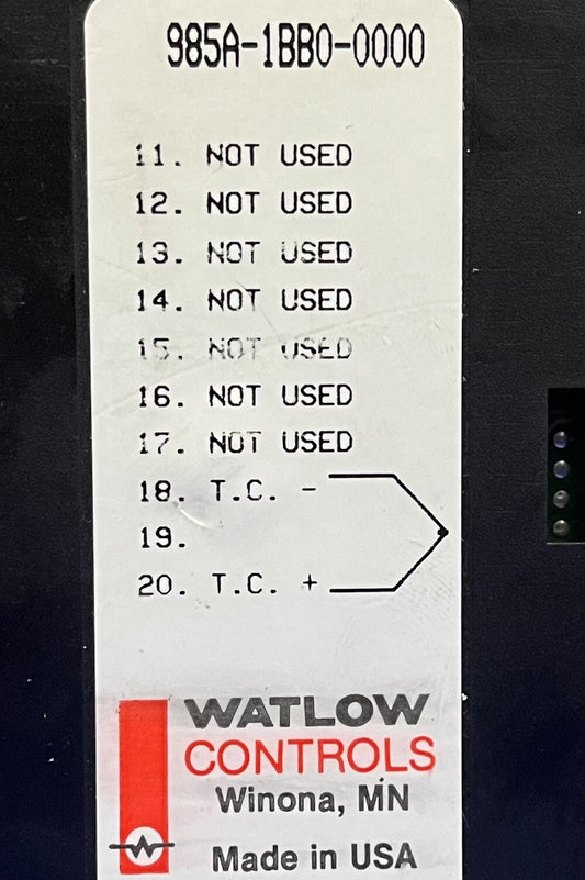 WATLOW TEMPERATURE CONTROLLER SERIES 985 985A-1BB0-0000 REV E - NO BRACKETS