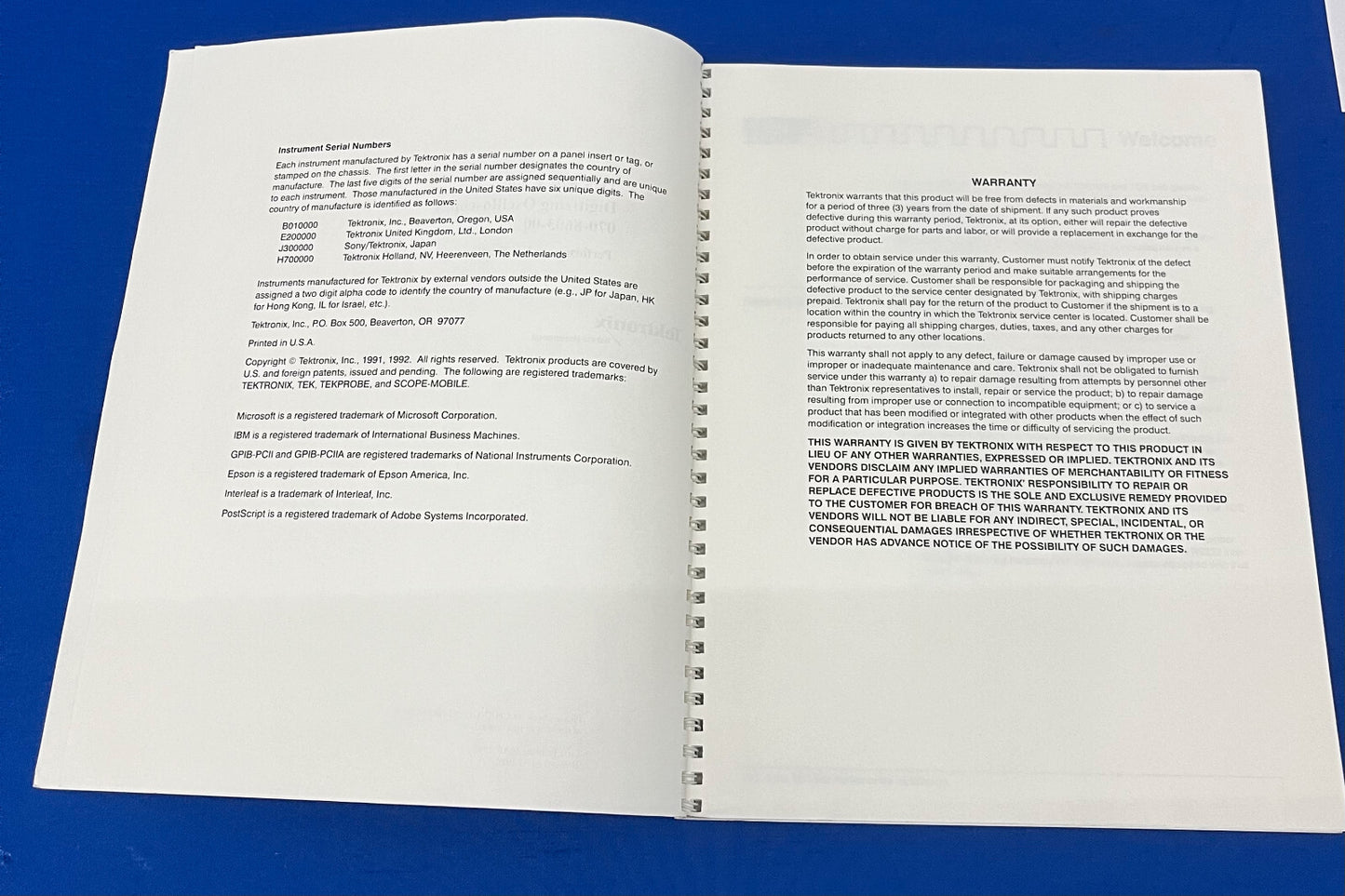 TEKTRONIX TDS 520 & 540 DIGITIZING OSCILLOSCOPES 070-8603-00 PERFORMANCE MANUAL