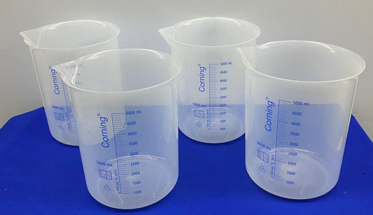 CORNING ® REUSABLE POLYPROPYLENE LOW-FORM BEAKER GRADUATED 5000 ml - 1 LOT QTY 4