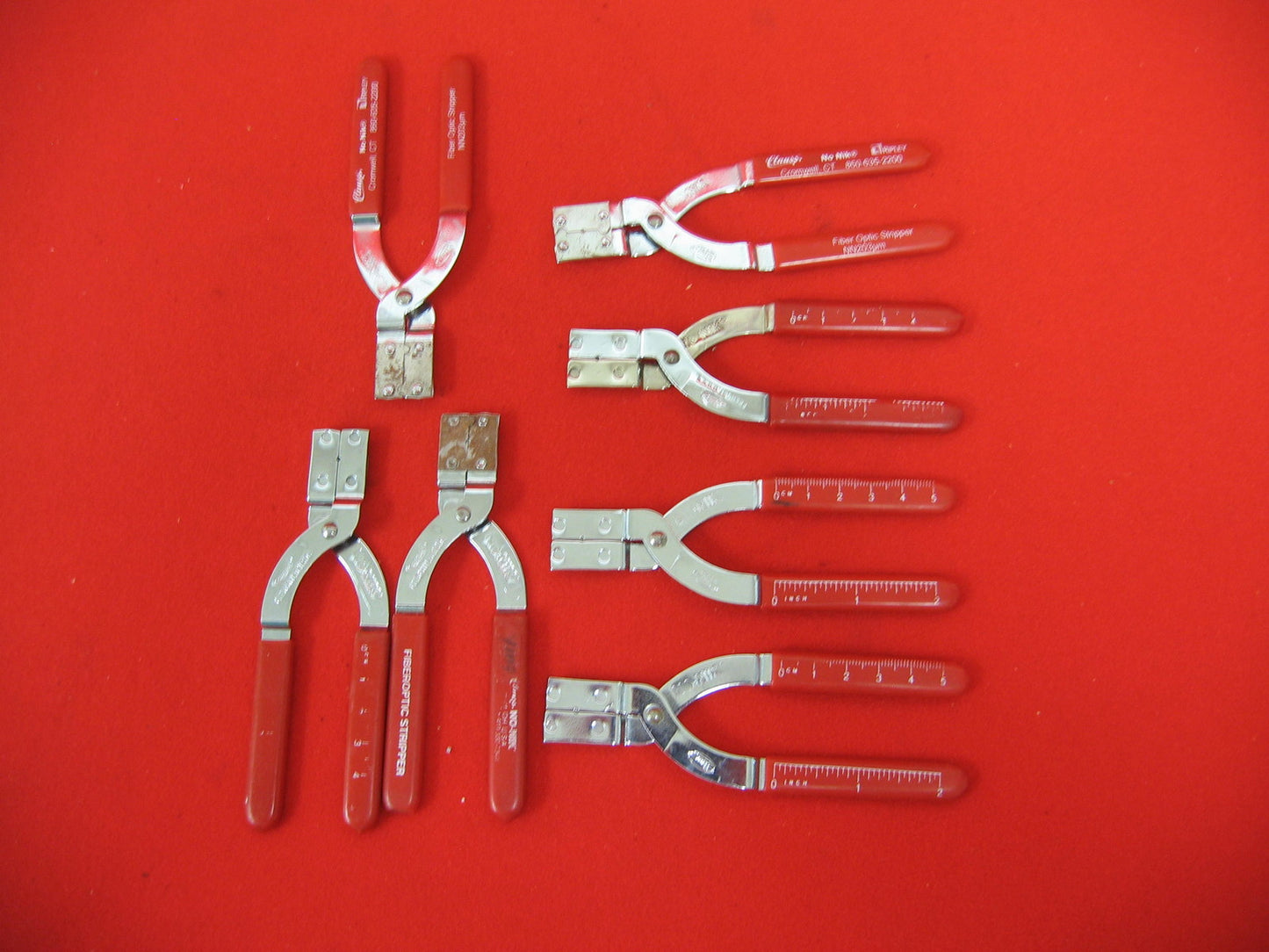 CLAUSS NO-NIK FIBER OPTIC STRIPPER USED RED HANDLE 1 LOT OF 7