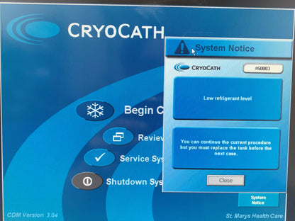 CRYOCATH 10000-003 CRYO ABLATION CATHETER CRYOSURGICAL SYSTEM (PARTS AND REPAIR)