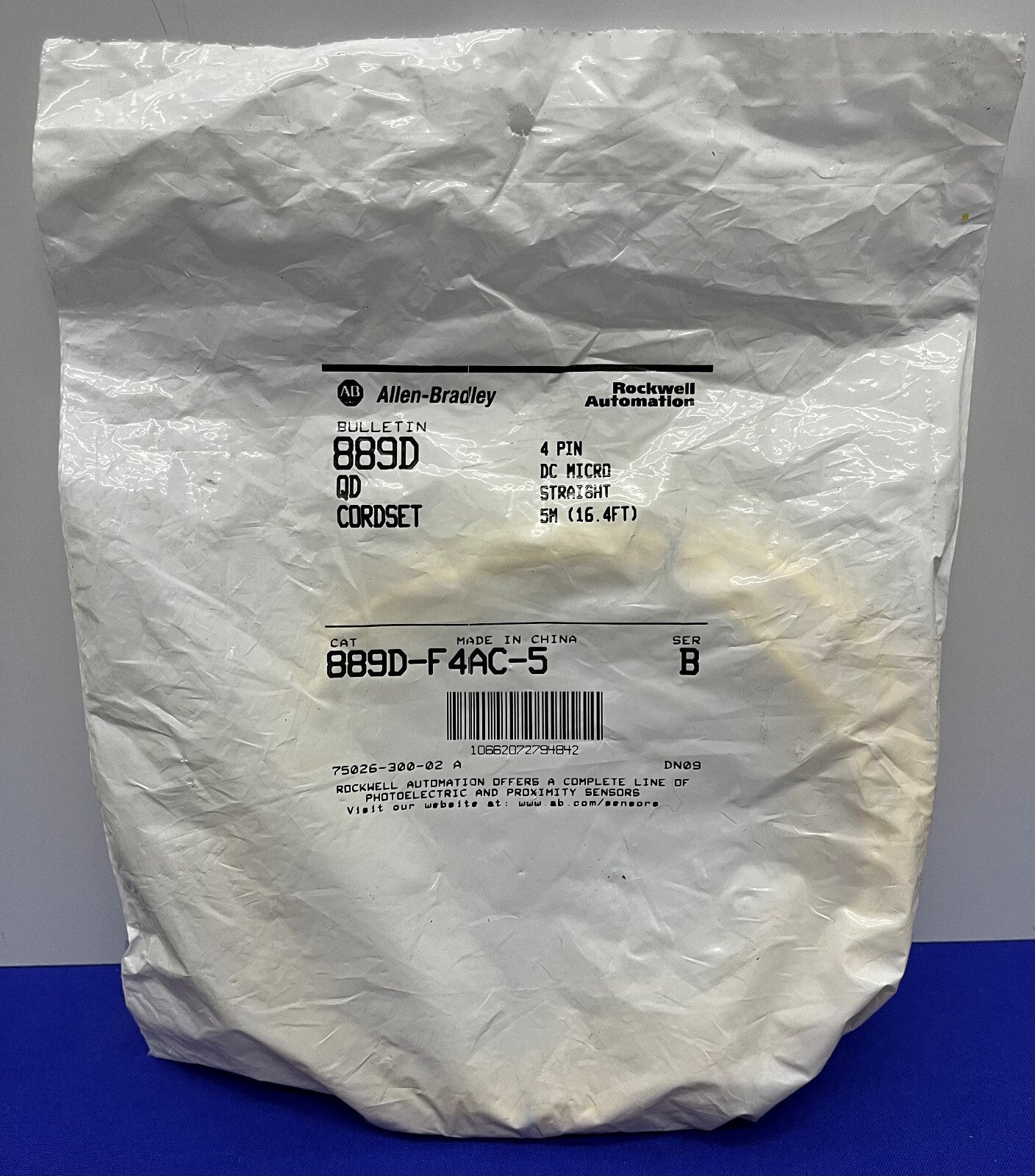 AB ALLEN BRADLEY 889D-F4AC-5 Ser. b 889D QD CORDSET 4 PIN DC MICRO 5M (16,4FT)