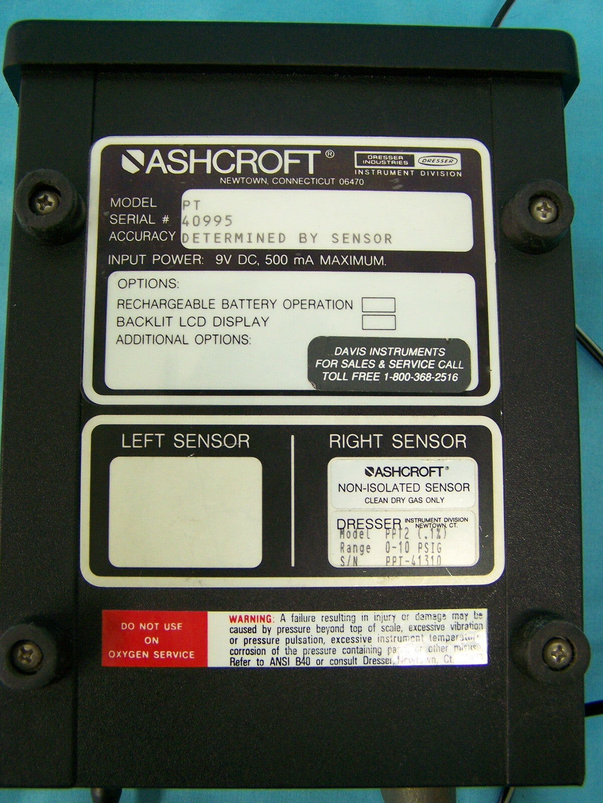 Ashcroft® PT DIGITAL PRESSURE INDICATOR BENCH TOP TEMP RANGE 32° to 120°F