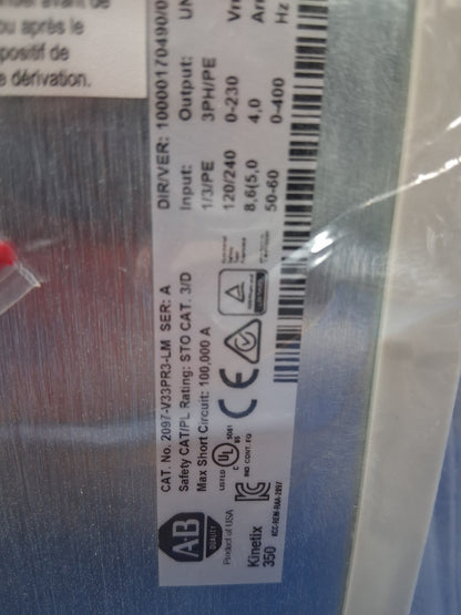 Allen Bradley KINETIX 350 SERVO DRIVE  2097-V33PR3-LM PN-102499 120V /240  NEW