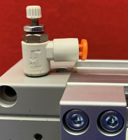 SMC Rodless Cylinder MY1H20-150L / MY1H20150L w/(2) SMC AS1201F Flow Controls