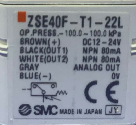 SMC ZSE40F-T1-22L Digital Pressure Switch High Precision 2 Color Display 12-24VD