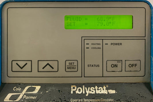 COLE-PARMER POLYSTAT 12101-10 HEATED BATH RE-CIRCULATOR POWER UP ONLY FOR TEST