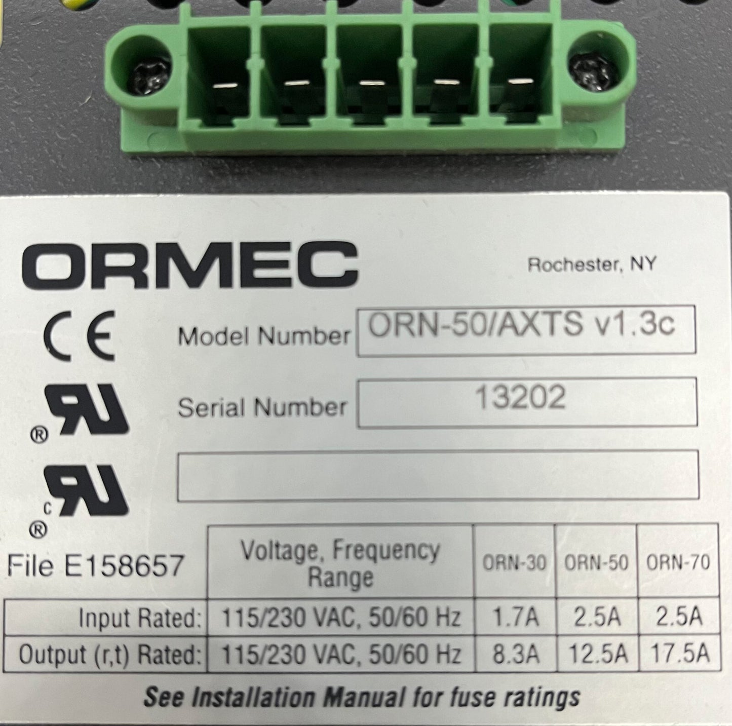 ORMEC MOTION CONTROLLER SERVO ORN-50/AXTS V1.3C 5 SLOT PROCESSOR - PARTS/REPAIR
