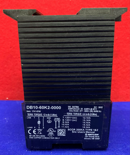 Watlow DIN-A-Mite Power Switching Device DB10-60K2-0000 Control Input/Output