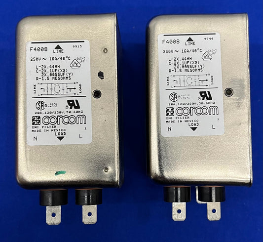 CORCOM EMI FILTER F4008 250V 16A/40c 20A 120/250V 50-60 HZ - 1 LOT QTY 2