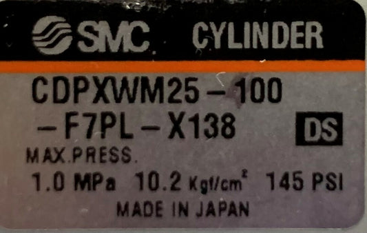 SMC Cylinder Slide Table CDPXWM25-100-F7PL-X138 / CDPXWM25100F7PLX138