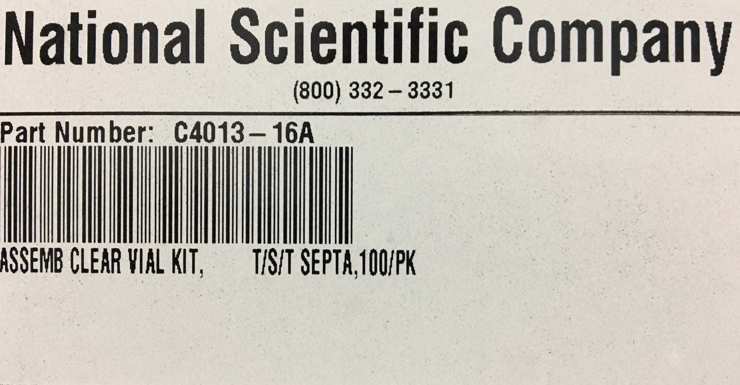 NATIONAL SCIENTIFIC C4013-16A '1 PACK MIT 100 FLÄSCHCHEN' MONTAGESATZ FÜR TRANSPARENTE FLÄSCHCHEN