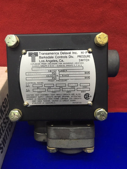 TRANSAMERICA DELAVAL BARKSDALE CONTROLS P1X-K600SS-V PRESSURE SWITCH