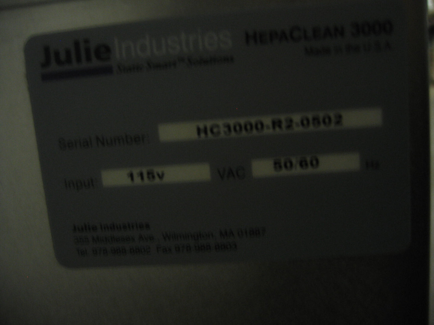 JULIE INDISTRIES STATIC SMART SOLUTIONS HELPA CLEAN 3000 UNABLE TO  TESTED