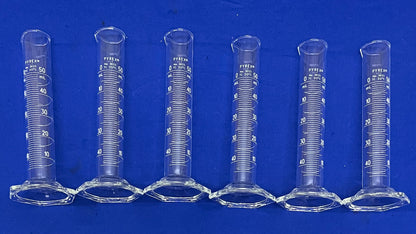 PYREX ®  CORNING GLASS 3025-50 DOUBLE METRIC SCALE CYLINDER 50mL - 1 LOT QTY 6