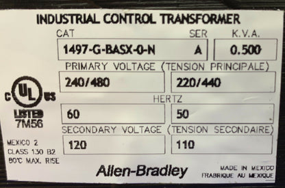 Transformateur de contrôle industriel Allen Bradley AB 1497-G-BASX-ON série A 