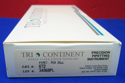 TRI CONTINENT CAT#672 PRECISION PIPETTING INSTRUMENT PIPET PCR 25uL
