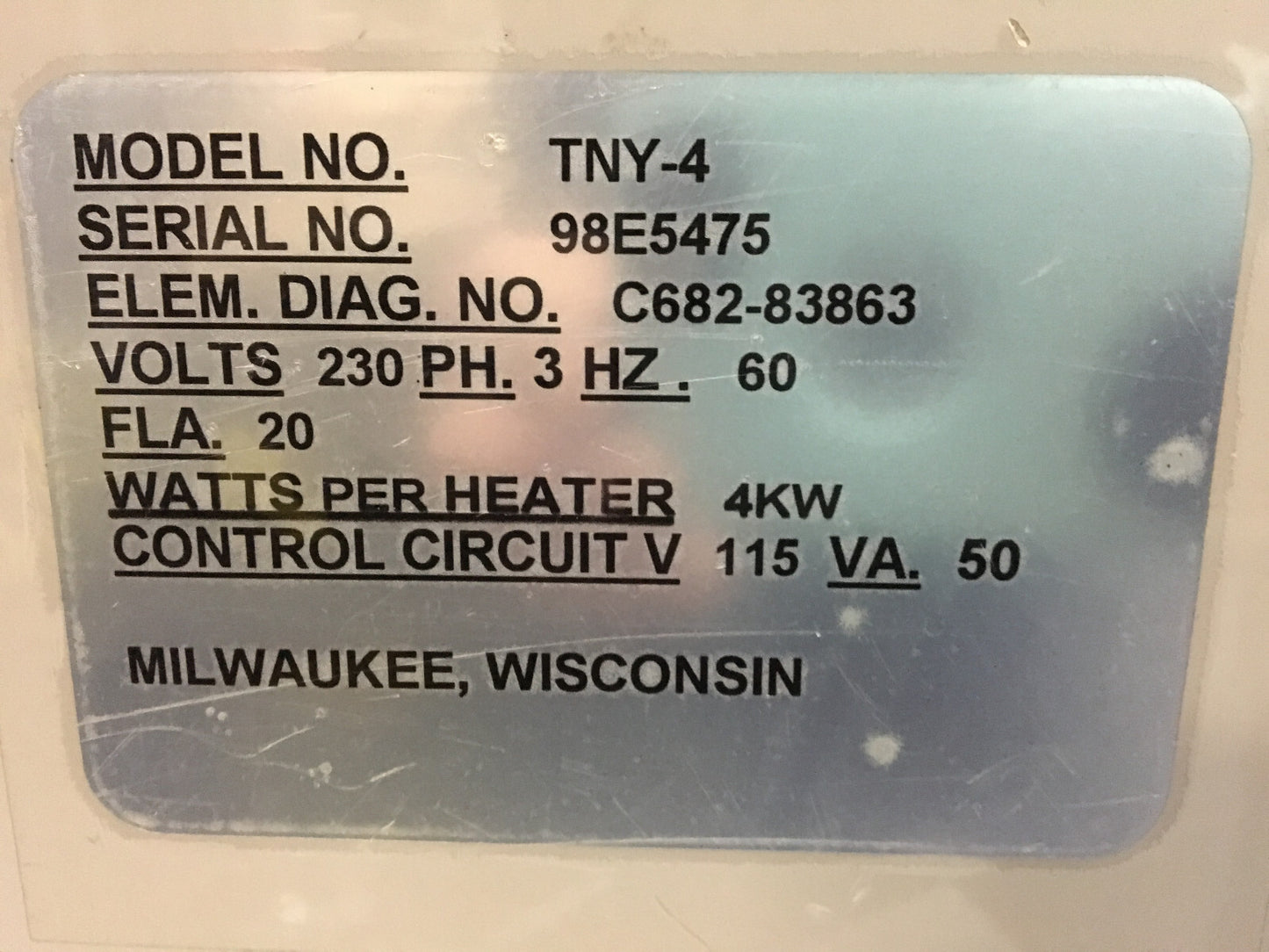 AEC APPLICATION ENGRINEERING  TRUE TEMP TNY-4  230V UNABLE TO TEST PART /REPAIR