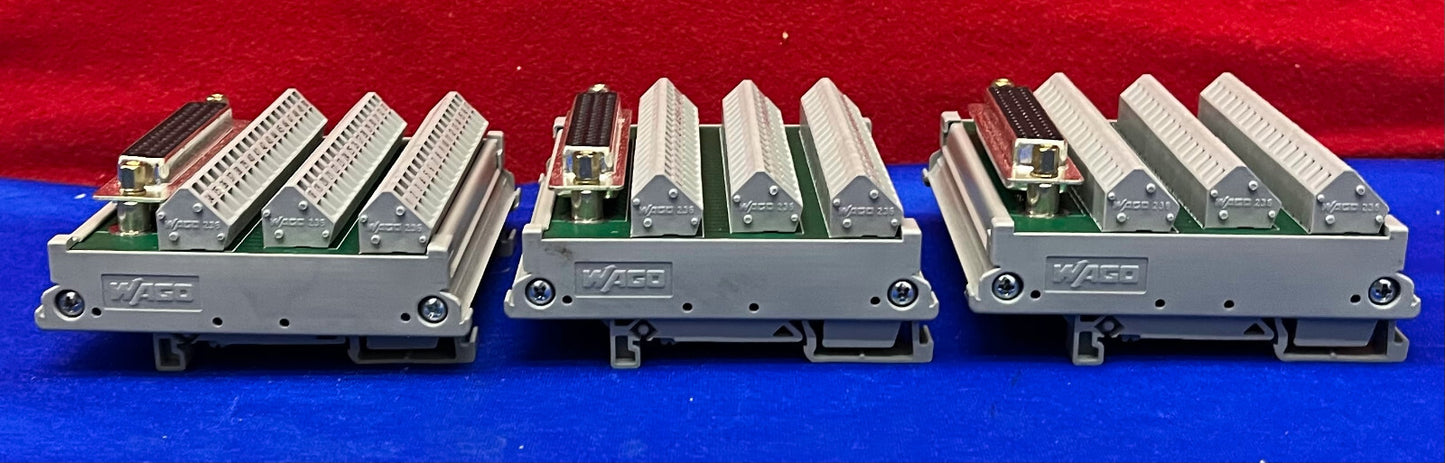 1 LOT QTY OF 3 - WAGO 50 Pin DIN RAIL MOUNT TERMINAL BLOCK