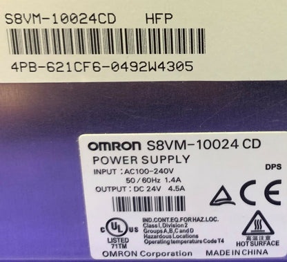 Omron S8VM-10024CD Power Supply 24VDC 4.5A