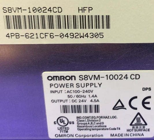Omron S8VM-10024CD Power Supply 24VDC 4.5A