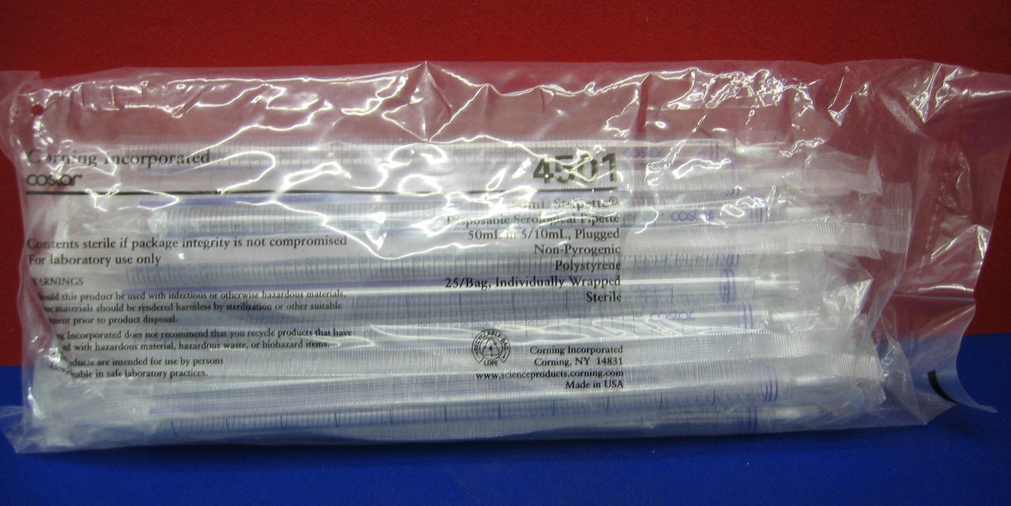 CORNING COSTAR 4501 DISPOSABLE 50mL STRIPETTE 25/BAG