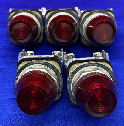 1 Lot QTY of 5 - Allen Bradley 800T-Q10 Ser T Red Pilot / Indicator Light