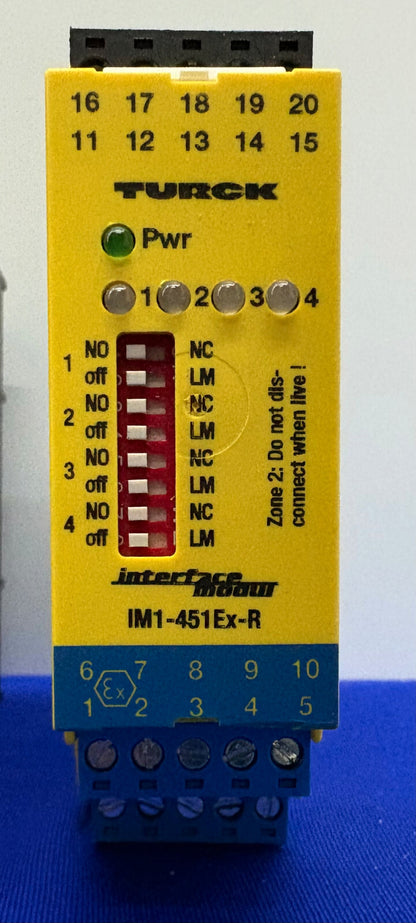 TURCK IM1-451Ex-R ISOLATING SWITCHING AMPLIFIER 4-CH LED INDICATOR - 1 LOT QTY 2