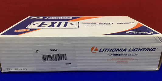 EMERGENCY EXIT LIGHT LITHONIA 3BA31 LQM S W 3 R 120/277 THERMOPLASTIC AC LED