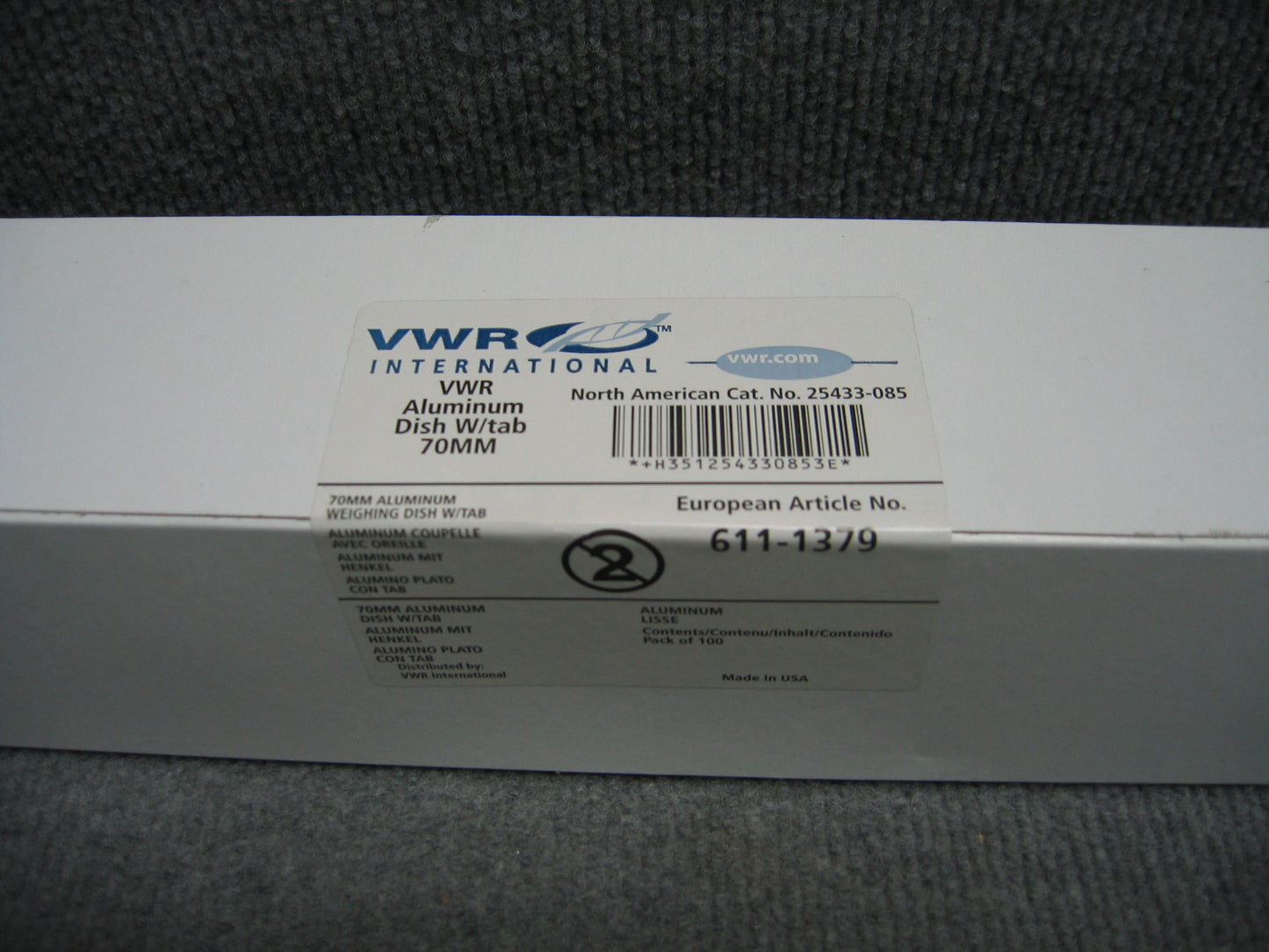 VWR USA # 25433-085, EU# 611-137 VWR® VWR® Piatto monouso in alluminio ondulato e linguetta