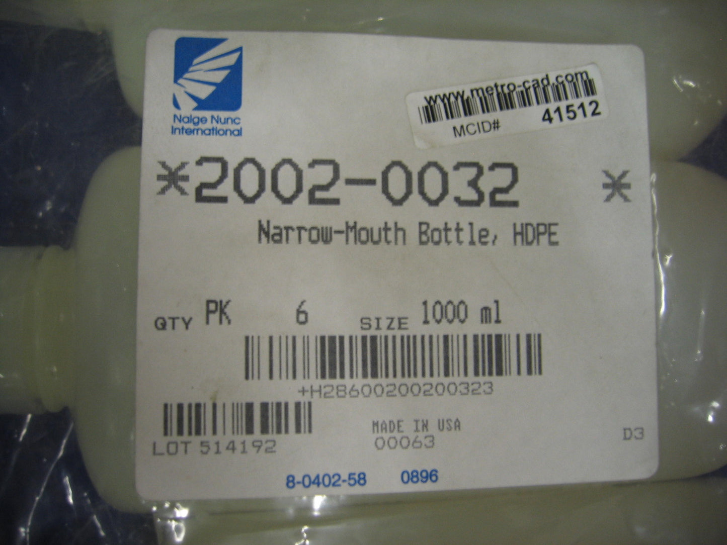 NALGE NUNC 2002-0032 NARROW MOUTH 100ml BOTTLES "SELLING AS 1 LOT OF QTY 6"