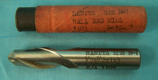HANITA HSS M-7 BALL END MILL  1101  2 FL  1/2 X 1/2 X 3