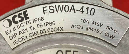 QTY 2 - SE / Sylvania FSW Hazardous Enclosure Switch FSWOA-410  EX D IIC T6 IP66