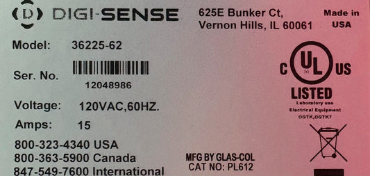 DIGI-SENSE ®  TC5000 SINGLE ZONE TEMPERATURE CONTROLLER 36225-62 TYPE K BENCHTOP