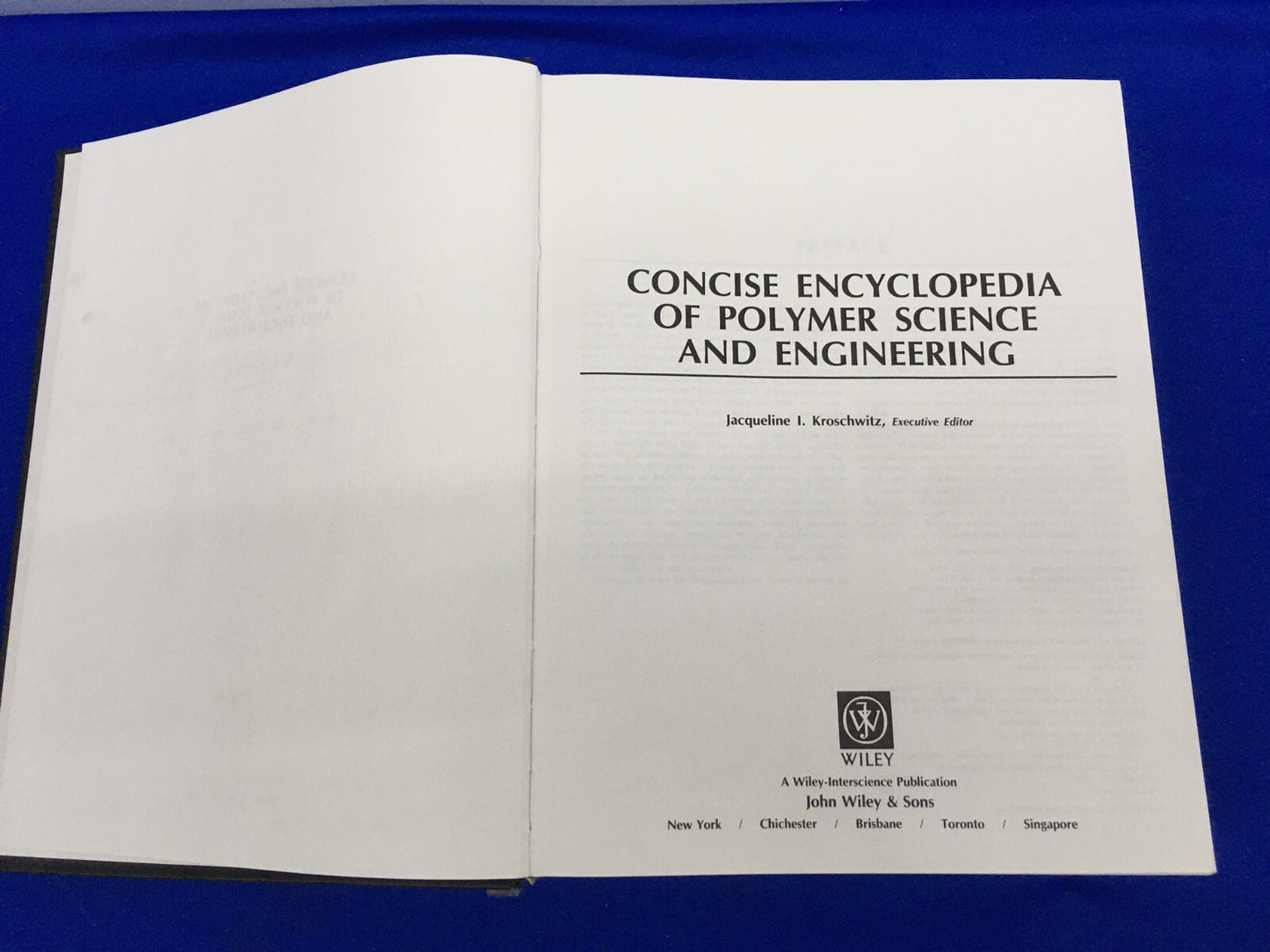 WILEY-INTERSCIENCE ISBN 0-471-51253-2 CONCISE ENCYCLOPEDIA OF POLYMER SCIENCE