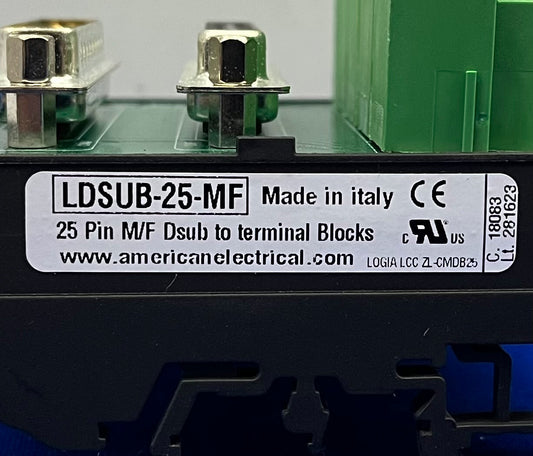 AMERICAN ELECTRICAL LDSUB-25-MF 25 PIN Dsub to TERMINAL BLOCK - 1 LOT OF QTY 2