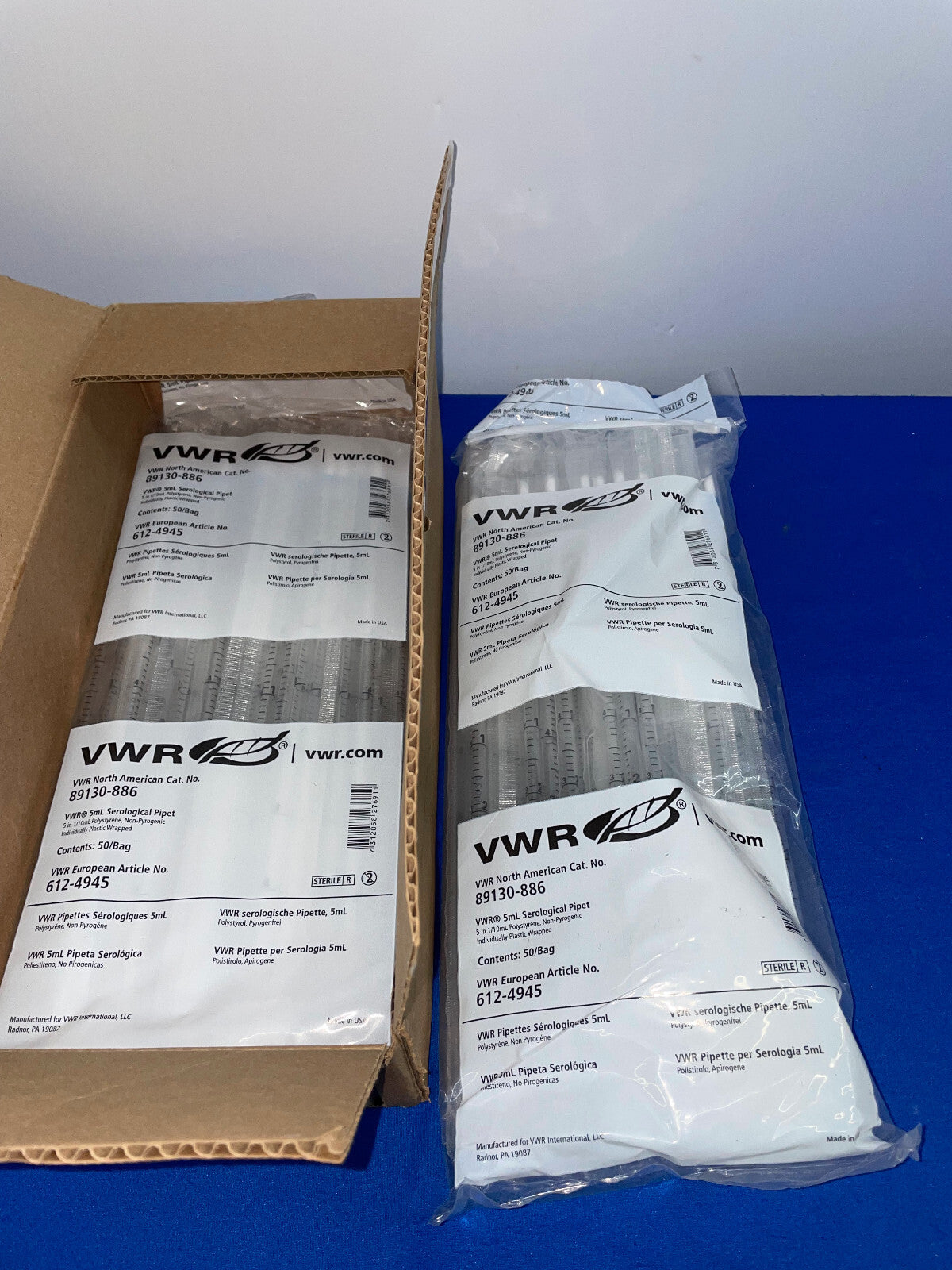VWR 89130-886 PIPETTE SÉROLOGIQUE 5 mL - 1 BOÎTE/QTÉ 2 SACHETS/50 PIPETTES CHACUN