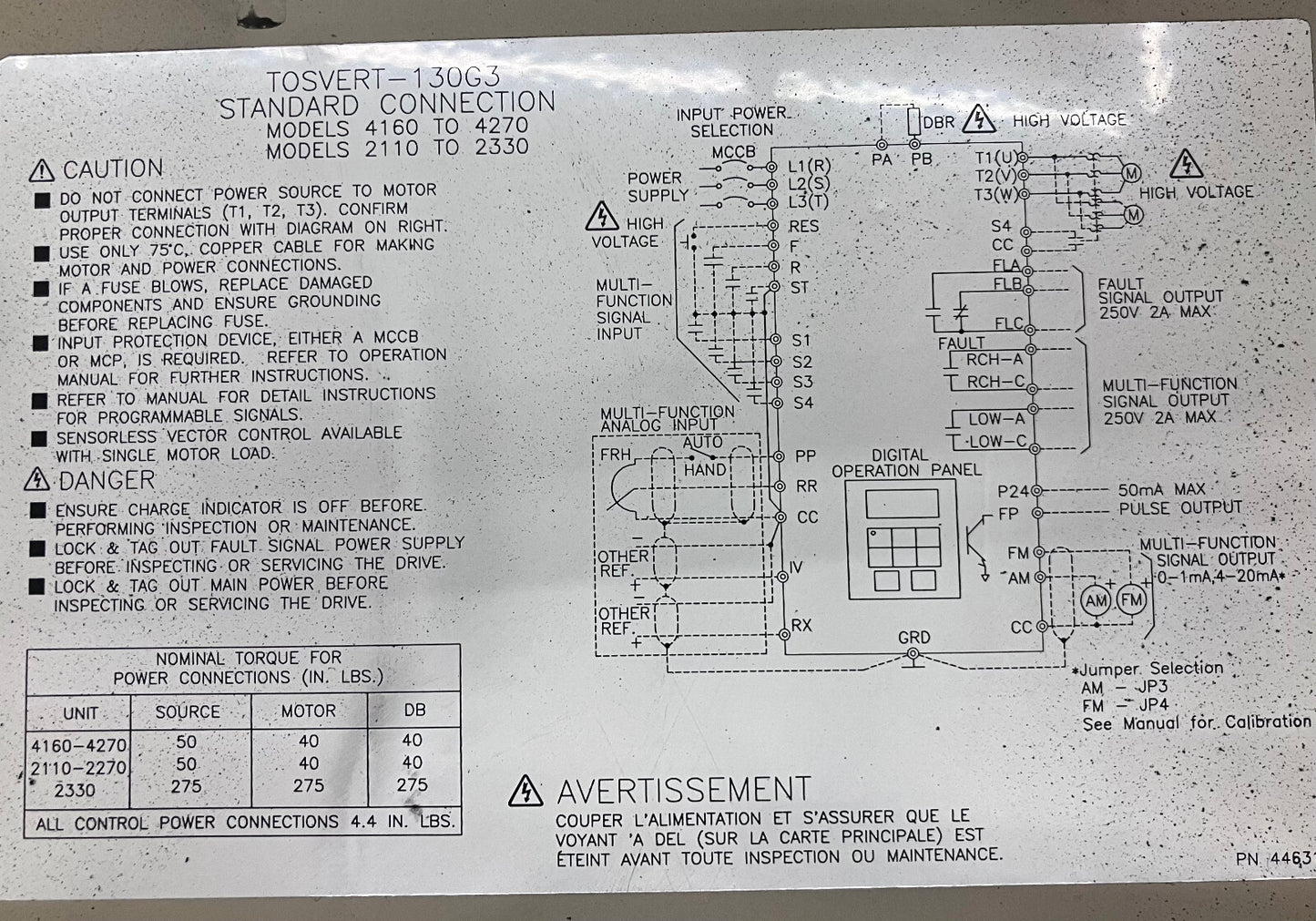 TOSHIBA Frequency Drive  3 phase VT130G3U4220 TOSVERT-130 G3 TRANSISTOR INVERTER