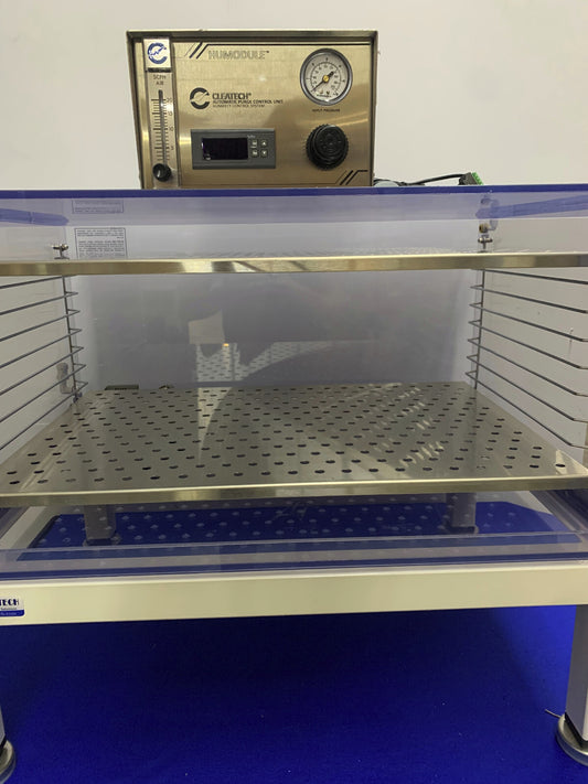 CLEATECH  HUMODULE AUTOMATIC PURGE CONTROL HUMIDITY DESSICATOR W/CABINET & STAND