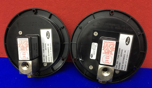 QTY 2 - DWYER 7100-G060 DAVID-N36L SPIRAHELIC GAUGE / GAGE RANGE 0-60 PSIG