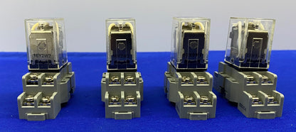 OMRON RELAYS LY2 WITH DAYTON 2A582E RELAY SOCKETS - 1 LOT OF QTY 4