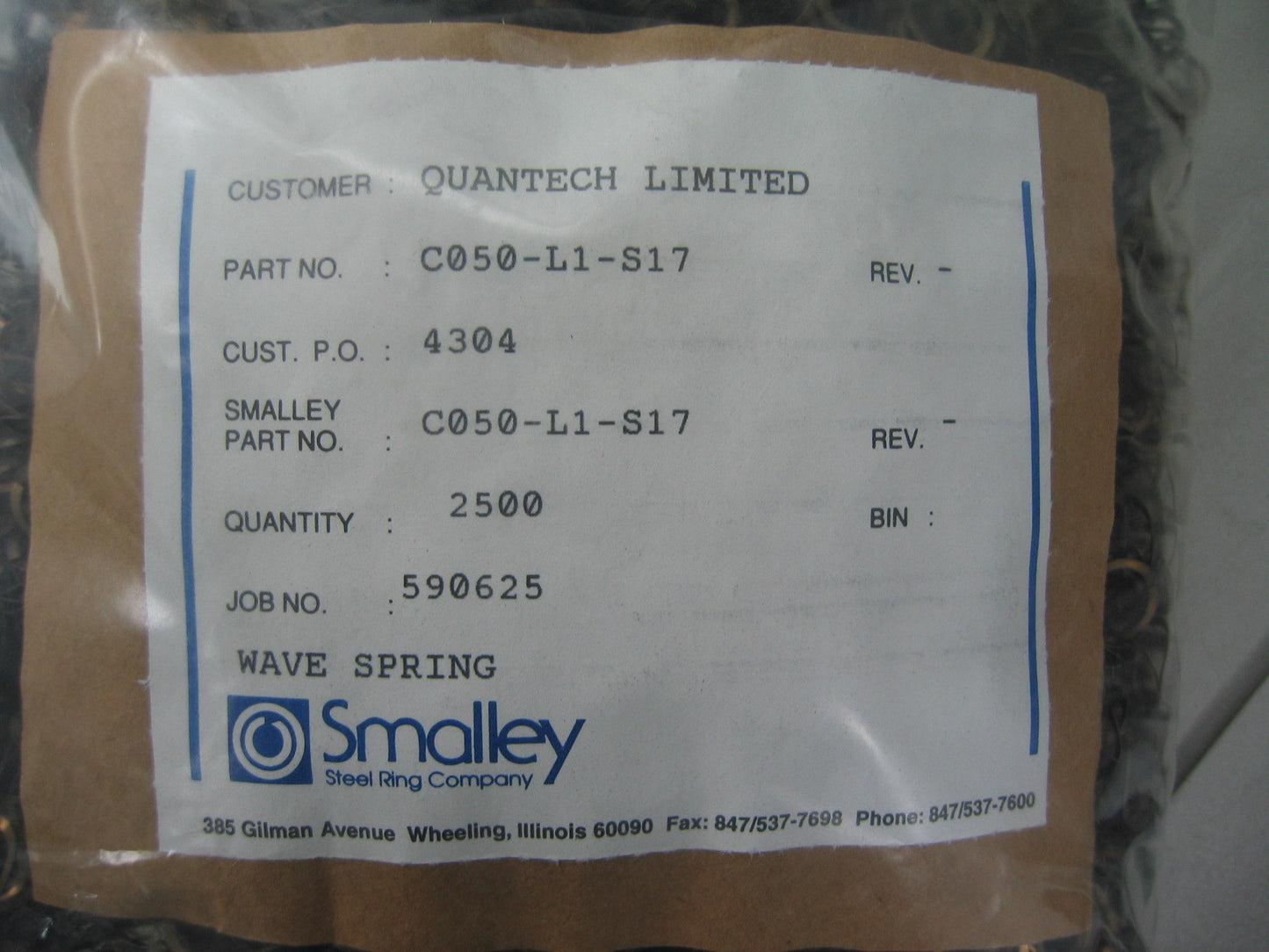 SMALLEY STEEL RING COMPANY C050-L1-S17,WAVE SPRING