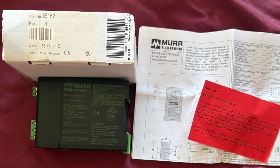 MURR MCS-B-2.5-110-240/24 ART.NO 85162 SWITCH MODE POWER SUPPLY