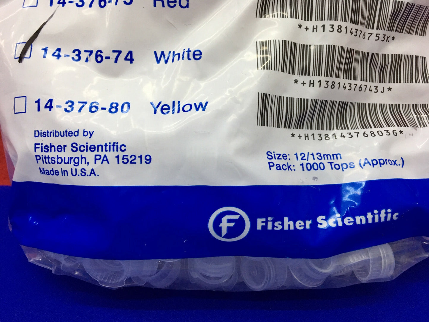 1 CONFEZIONE - CHIUSURE DI SICUREZZA FISHER SCIENTIFIC 14-376-74 BIANCO TAGLIA: 12/13 mm
