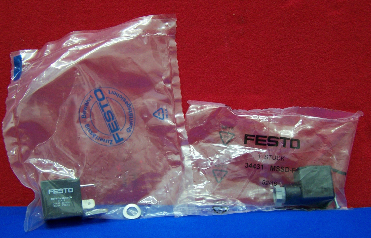 FESTO 34431 MSSD-F ソレノイド プラグ ソケット &amp; 34415 MSFW-24-50/60-OD ソレノイド コイル