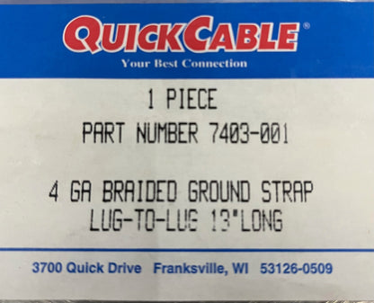 CINGHIA DI TERRA INTRECCIATA QUICK CABLE ® 4 GA 7403-001 LUG-TO-LUG 13” LUNGA - QTY 2
