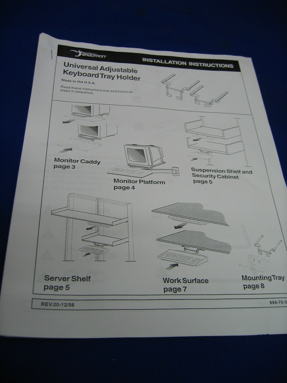 ERGOTRON MODEL 75-054-009-01 UNIVERSAL ADJUSTABLE KEYBOARD TRAY HOLDER BLACK