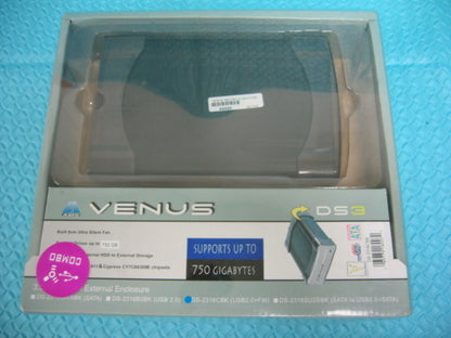 BOÎTIER EXTERNE EN ALUMINIUM VENUS DS3 3,5" PRENANT EN CHARGE JUSQU'À 750 Go SATA VERS USB2 