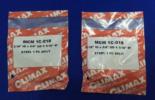 1 LOT QTY OF 2- CLIMAX MCM 1C-018 3/16" ID X 5/8" OD X 5/16 W STEEL,SHAFT COLLAR