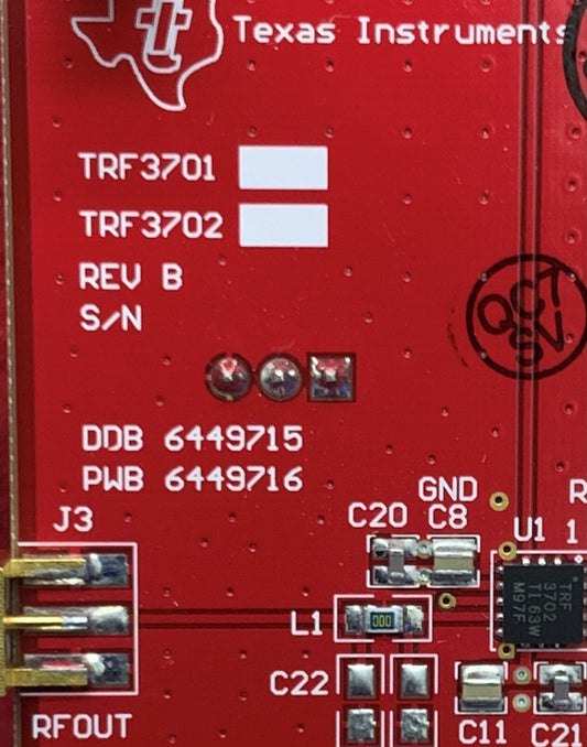 TEXAS INSTRUMENTS TRF3701 / TRF3702 REV B  RF DEVELOPEMENT TOOLS